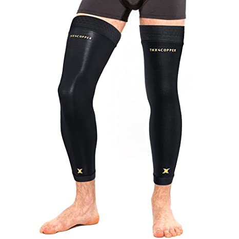 Large Copper Infused Full Leg Compression Sleeves for Support and Pain Relief