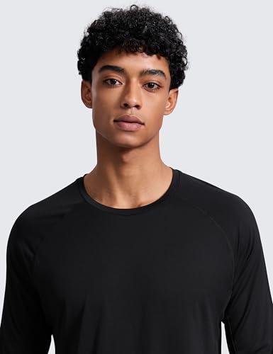 Men's Medium Black Quick Dry Long Sleeve Workout Shirt - Breathable Active Top