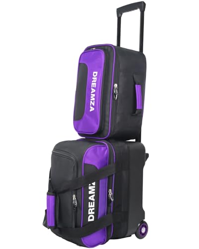 DREAMZA Purple Single Bowling Ball Roller Bag with Wheels & Shoes Compartment