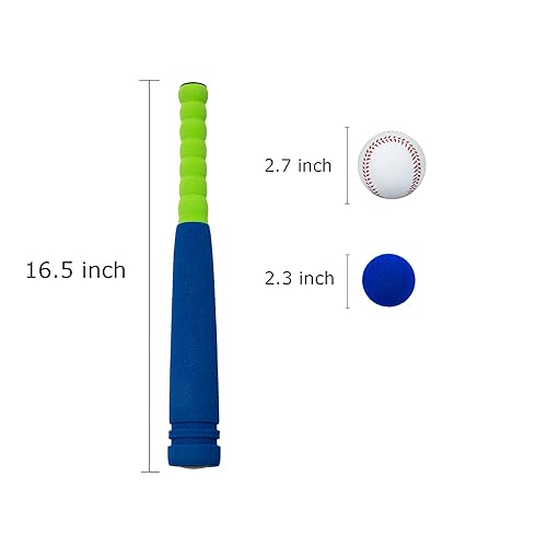 Mini Foam Baseball Bat Set for Toddlers - Blue, 16.5-Inch Safe Playset