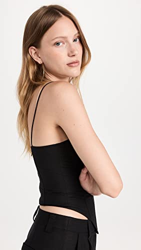 Lioness Women's Corset Top - Linen Blend Crop Top, Black, Medium