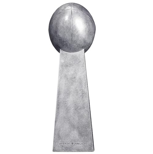 Large 16 Inch Silver Decade Awards Fantasy Football Champion Trophy with Custom Engraved Plate