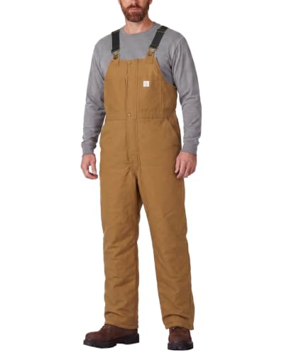 HISEA Men's Brown Duck Insulated Bib Overalls - Water-Resistant Winter Workwear, Medium
