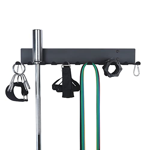 Gym Storage Rack with 11 Prongs Wall Mount for Resistance Bands & Equipment