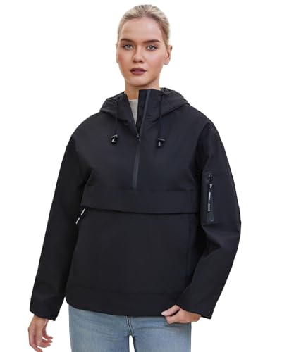 PUFFIT Women's Small Black Lightweight Water-Resistant Rain Jacket