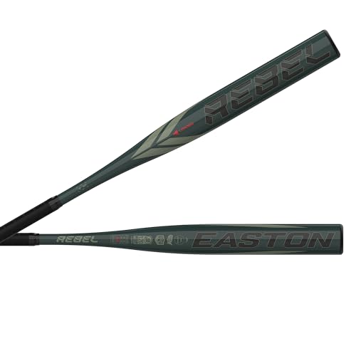 Easton Rebel Slowpitch Softball Bat 34 Inch 28 Oz Loaded Aluminum 12" Barrel Grey/Black - Approved for All Fields