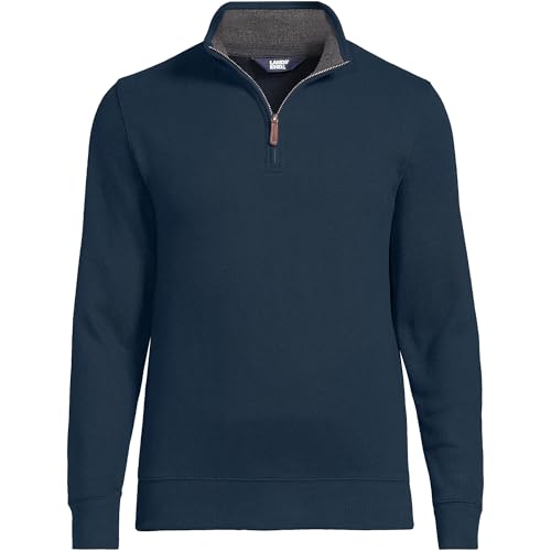 Lands' End Bedford Rib Quarter Zip Sweater - Large Radiant Navy