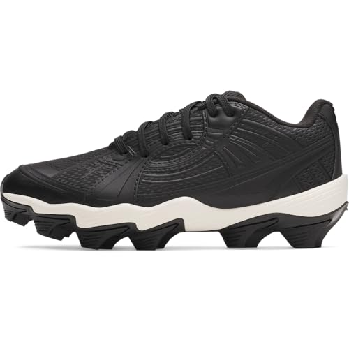 Kids Softball Cleats - Lightweight Support & Traction, Black/White 12 Little Kid