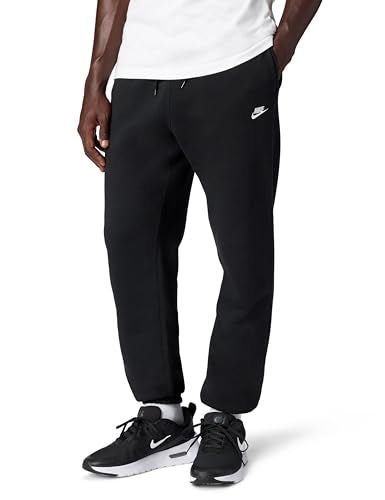 Nike Men's Club Cuffed Brushed Fleece Pants - Medium Black/White