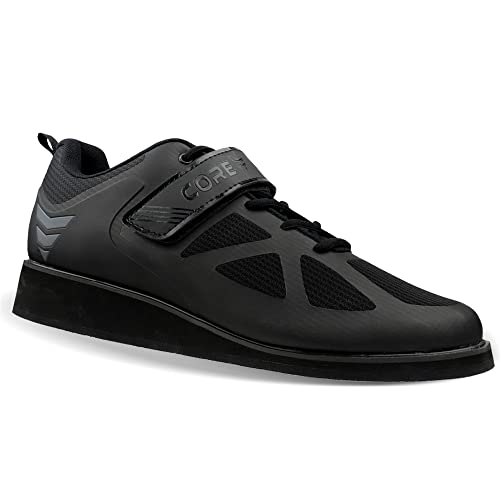 CORE Weightlifting Shoes - Squat & Powerlifting Shoes for Men Women 12.5 Women / 11 Men Black