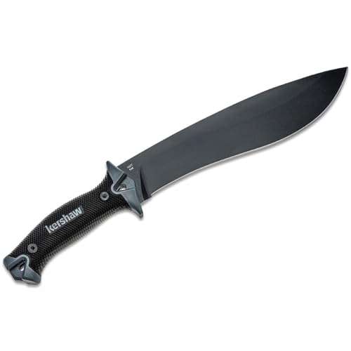 Kershaw Camp 10 Machete - Model 1077, 10-Inch Fixed Recurve Blade, Black