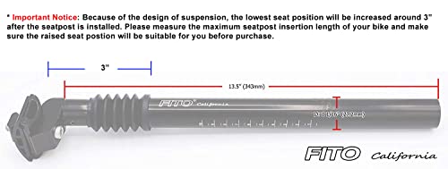 Suspension Bicycle Seat Post 27.2mm x 350mm Steel & Aluminum Alloy Black