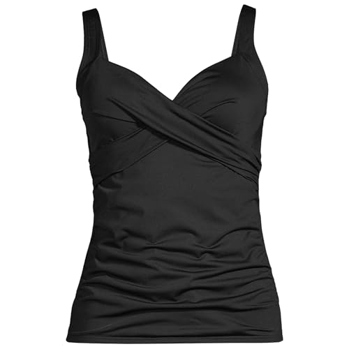 Lands' End Women's Chlorine Resistant Underwire Wrap Tankini Top - 20 Plus Black