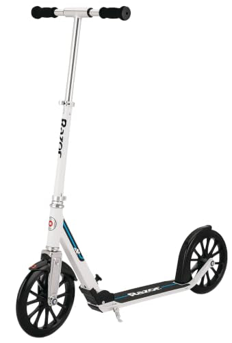 Razor A6 Kick Scooter White for Taller Riders - Adjustable Handlebar, 10" Wheels, Foldable