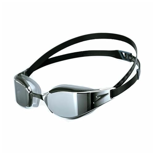 Speedo Fastskin Hyper Elite Mirror Swimming Goggles Unisex Adults - Black/Rust Gray/Chrome, One Size