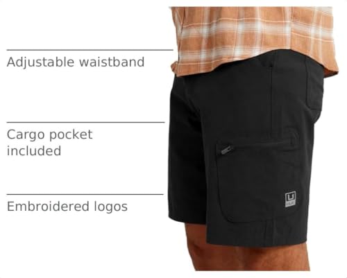 HUK Men's 10.5-Inch Quick-Drying Fishing Shorts Large Black