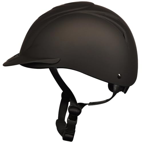 Adult Deluxe Riding Helmet - Lightweight Breathable Equestrian Safety Helmet - Black, Medium-Large