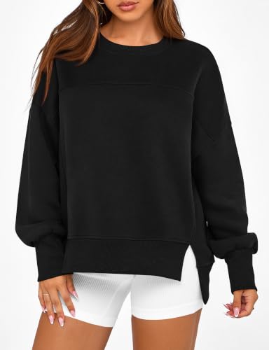 Women's Black Fleece Crewneck Sweatshirt - Large Pullover