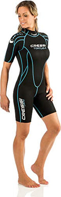 Ladies' Shorty Wetsuit 2.5mm Neoprene for Water Activities - Black/Aquamarine M