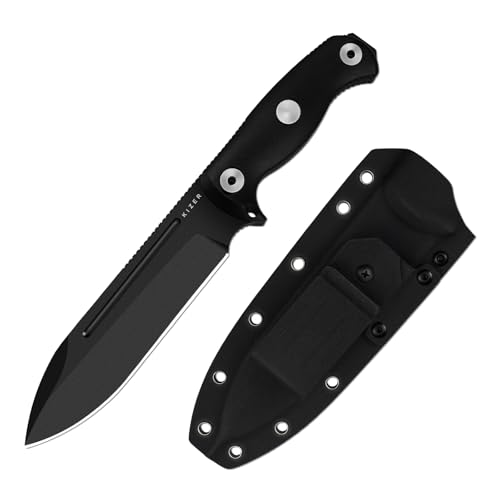 Kizer Drop Bear Fix 7 Fixed Blade Knife Black Handle 6.51" 1095 Steel Survival