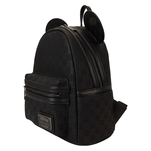 Loungefly Disney Mickey Mouse Checkered Mini Backpack - Vegan Leather, Adjustable Straps