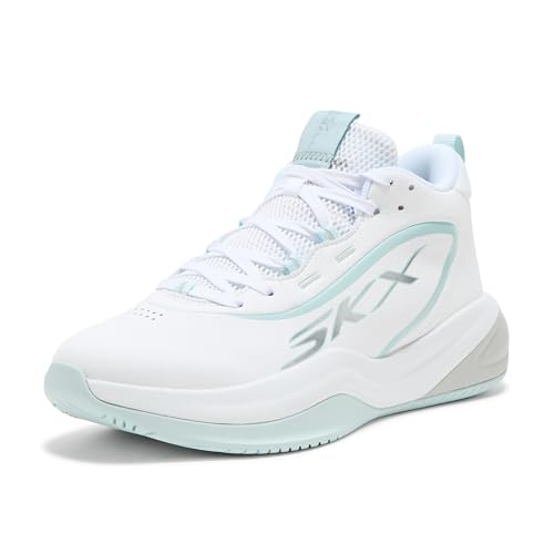 Skechers Men's SKX League High Top Basketball Sneakers 11 White Light Blue
