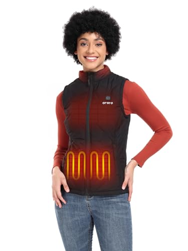 ORORO Women's Quilted Lightweight Heated Vest with Battery - Medium Black