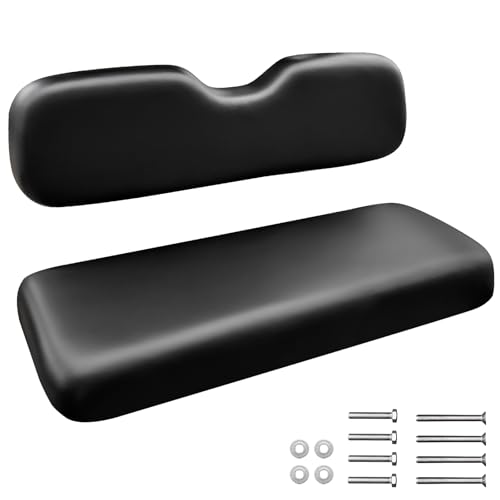 Black Golf Cart Rear Seat Cushion & Backrest - Fit EZGO Club Car Yamaha Flip Seats