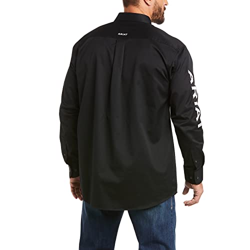 Men's Black and White Logo Twill Classic Fit Shirt - Medium