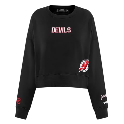 Pro Standard Women's NHL Wingspan Crewneck Sweatshirt - New Jersey Devils, Large, Black