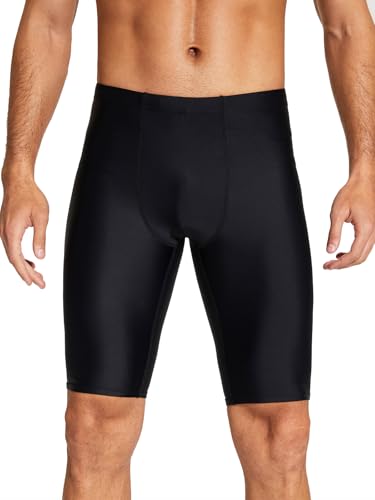 Men's Swim Jammers Athletic Racing Swimwear Long Shorts Size 28-40 11 Inseam Black