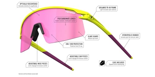 Tifosi Moab Lite Half-Frame Shield Cycling, Baseball & Running Glasses Satin Vapor