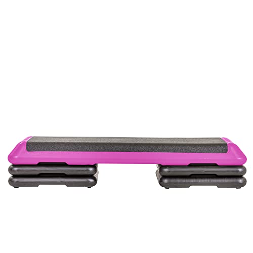Freestyle STEP Pink Aerobic Platform with Risers - 43" Exercise Stepper for Cardio Workout