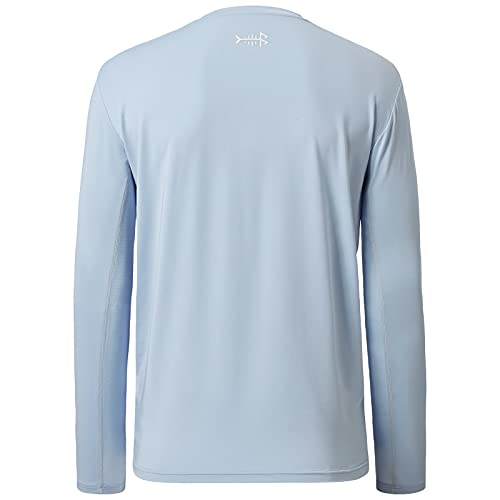 Men's UPF 50+ Long Sleeve Sun Protection T-Shirt - Light Steel Blue / White Logo, 4X-Large