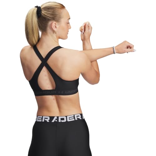 Under Armour Women's Crossback Mid Impact Sports Bra - Small Black/Jet Gray