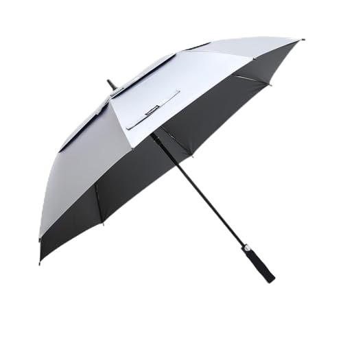 UV Protection Golf Umbrella 68 Inches Windproof Sun Shade with Double Canopy - Black & Silver