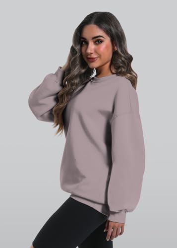Women’s Oversized Sweatshirt Hoodie Grey Brown Medium Long Sleeve Fall Winter Cozy Pullover