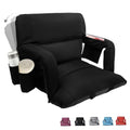 Wide Stadium Seat with Back Support - 25 Inch Foldable Chair, Black, Adjustable Recline