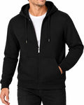 Men's Full Zip Fleece Hoodie Sweatshirt - Large Black