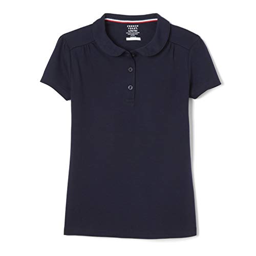 Toddler Girls French Toast Short Sleeve Polo with Peter Pan Collar - Large Navy Blue