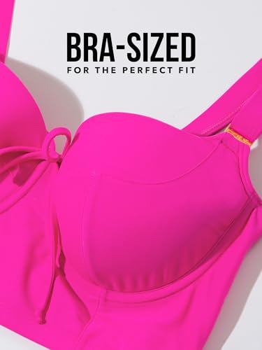 Plus-Size Supportive Underwire Bikini Top 38DD Fuchsia Sizzle