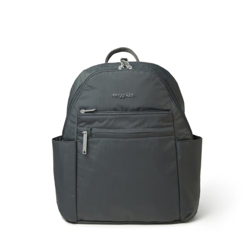 Baggallini Securtex® Anti-Theft Travel Backpack Charcoal, 10x13 Slash-Resistant Nylon RFID