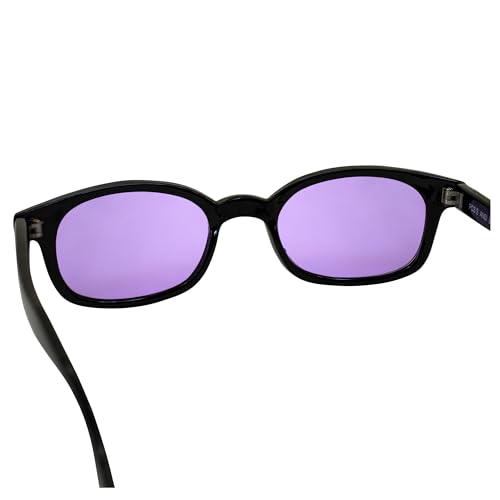 Biker Sunglasses with Purple Lenses and Black Frames - Larger Fit