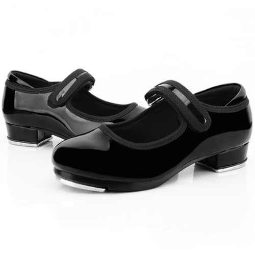 Kids Tap Shoes for Girls & Boys 2.5 Big Kid Black Velcro Dance Shoes - Keemi
