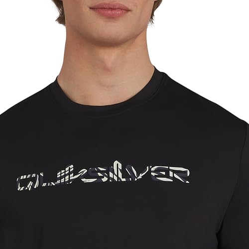 Men's UPF 50 Sun Short Sleeve Rash Guard Swimwear Large Black