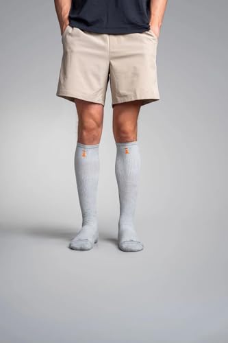 Therapeutic Knee-High Socks for Men and Women - Grey, Large - Heat-Activated Circulation & Pain Relief