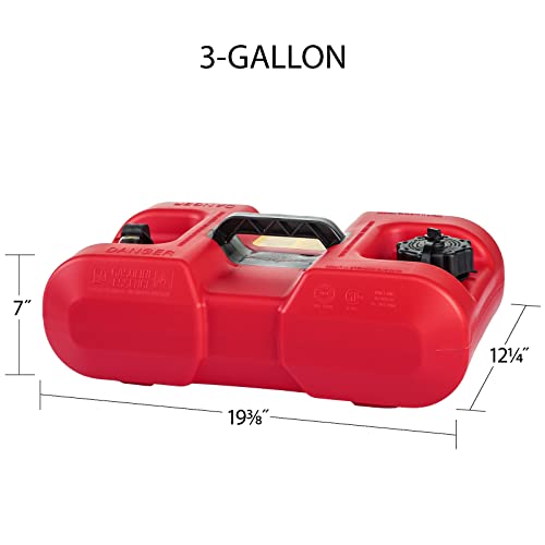 Scepter 3-Gallon Portable Marine Fuel Tank with Built-In Gauge & Vented Cap - Underseat Design
