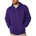 Men's Zip Up Hoodie Fleece Pullover with Kangaroo Pocket - Large / Purple