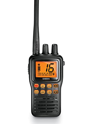 Uniden Waterproof Handheld Marine Radio, VHF 2-Way with NOAA Weather, Submersible & 3 Watt Transmit