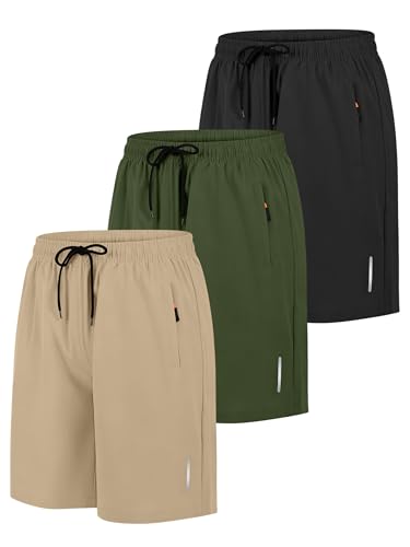 Men's Athletic Running Shorts with Zipper Pockets - Lightweight Quick Dry Cargo for Gym & Outdoors